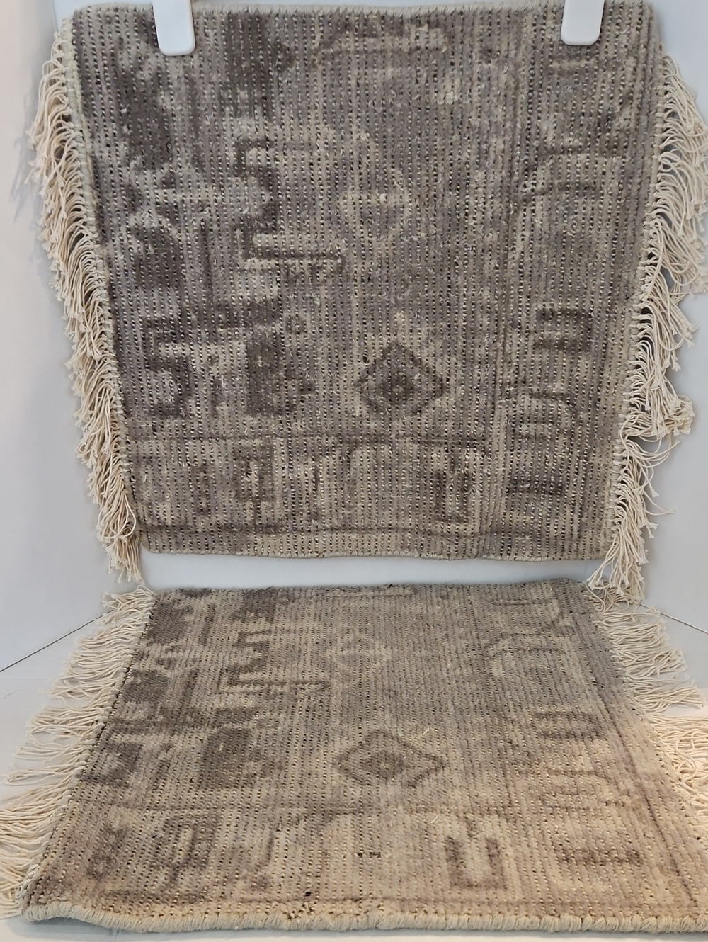 Pottery Barn NWT Wesson Printed Handwoven Geometric Fringe Wool Rug Pair
